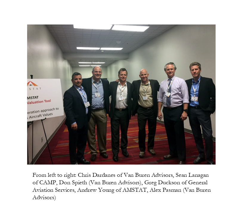 From left to right: Chris Dardanes of Van Buren Advisors, Sean Lanagan of CAMP, Don Spieth (Van Buren Advisors), Greg Duckson of General Aviation Services, Andrew Young of AMSTAT, Alex Pasman (Van Buren Advisors).